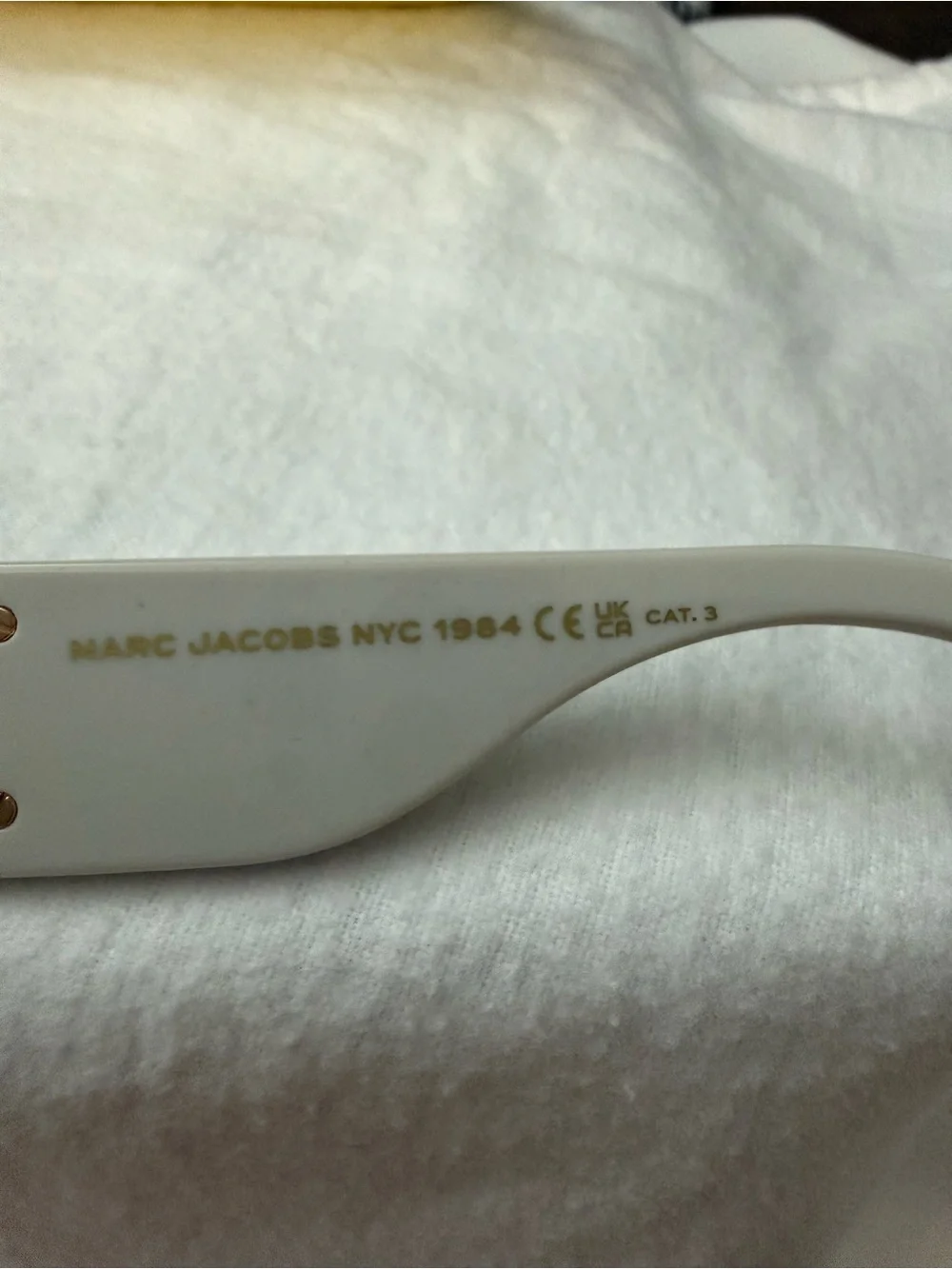 Marc Jacobs White Square Frame Sunglasses with Dark Lenses